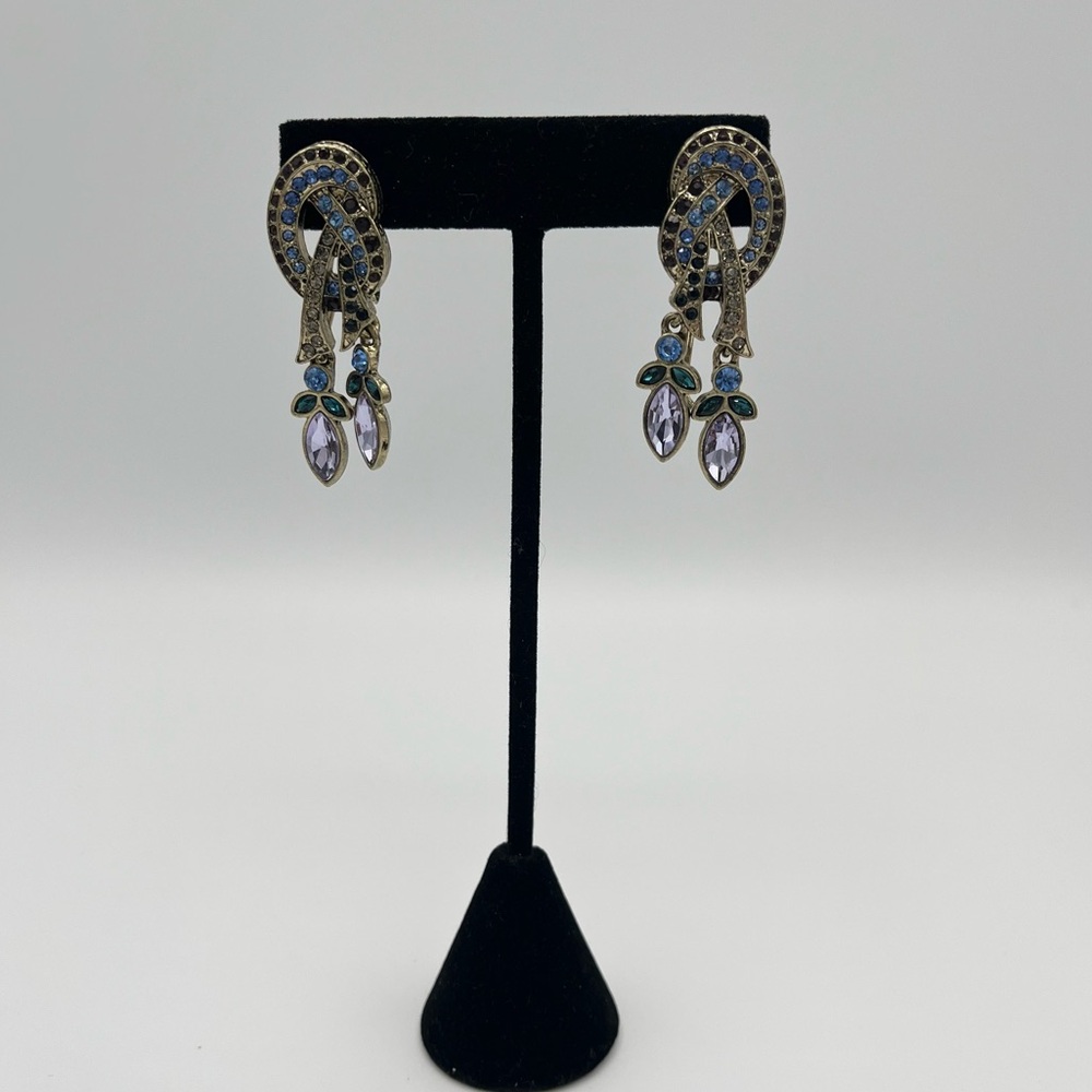 RARE Heidi Daus NWOT Crystal Pearl Peace Sign Necklace & Earring Set | Vintage - Picture 7 of 10